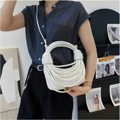 Women's Wire Bundle Braided Handbag Shoulder Messenger Bag