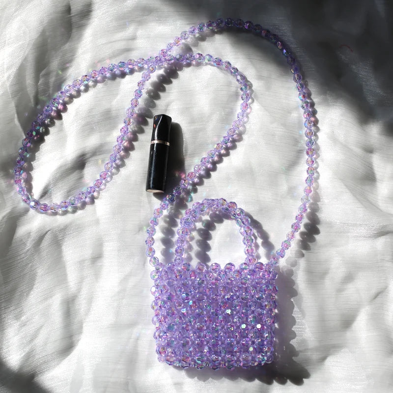 Women's Hand Woven Beaded Mini Purse Crossbody Bag