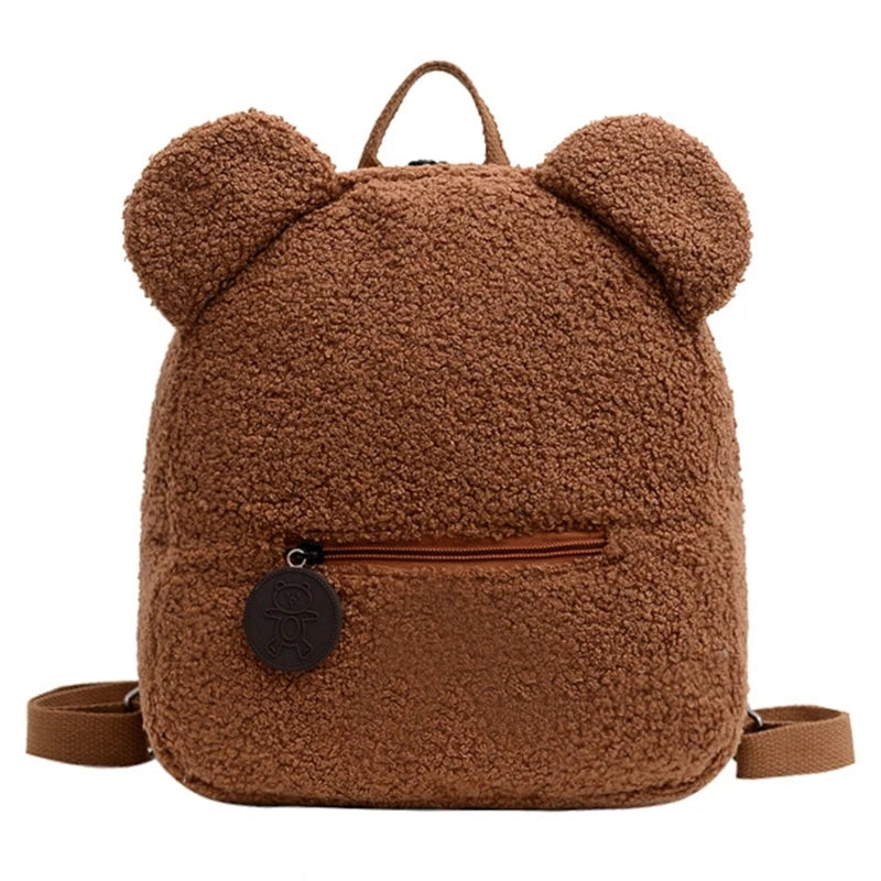 Women's Fleece Sherpa Backpack Cute Plush Daypack