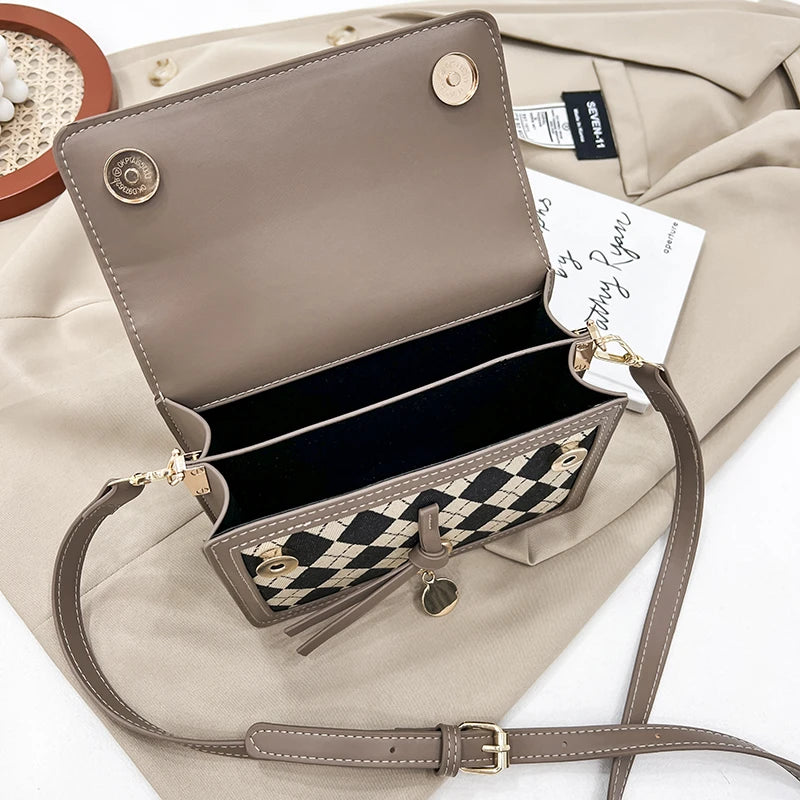 Women's Rhombic Lattice Small Square Shoulder Bag