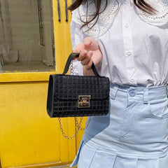 Women's Multi-textured Chain Square Tote Purse Mobile Phone Mini Bag