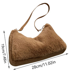 Women's Plush Shoulder Bag Large Capacity Underarm Tote Crossbody Bag