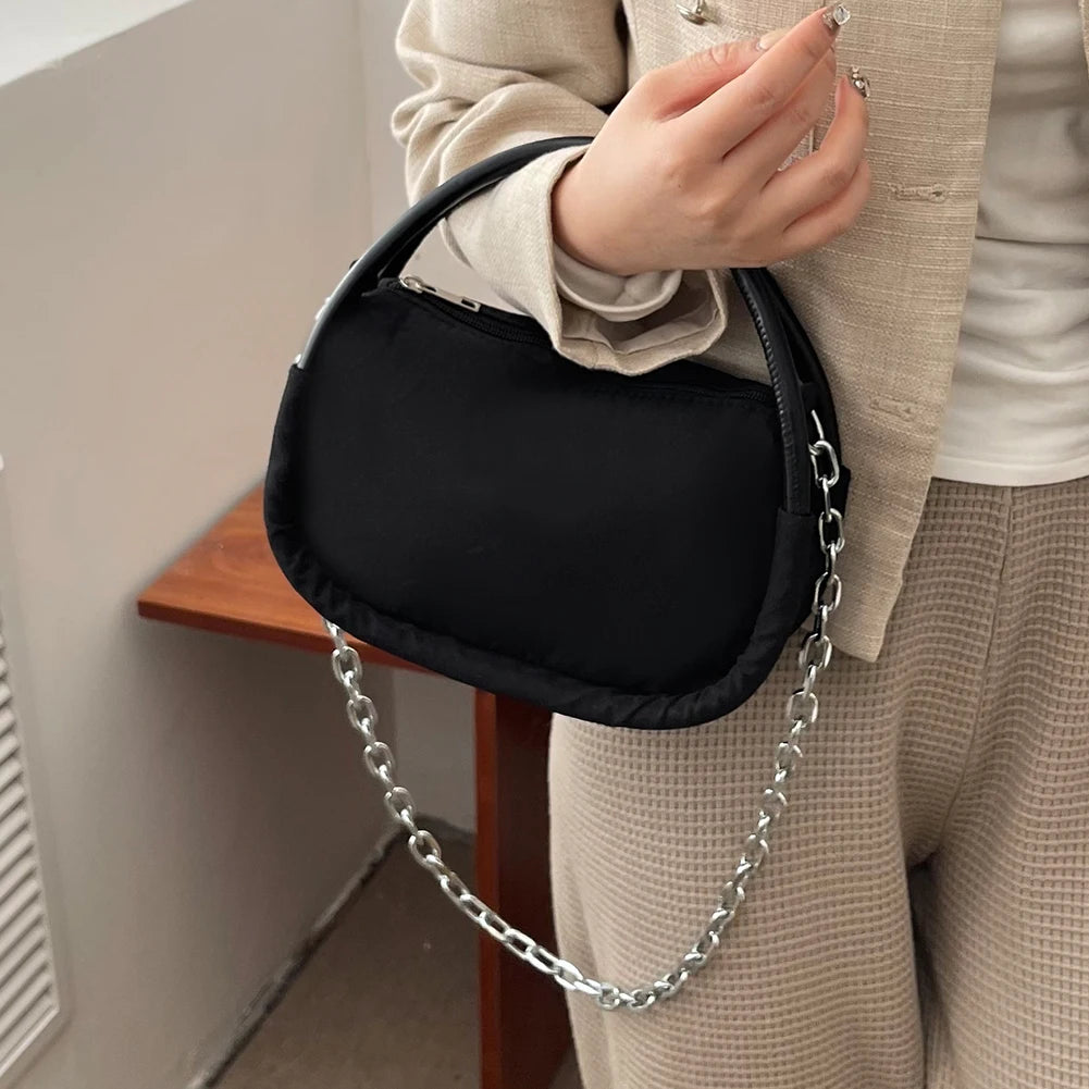Pink Chain Shoulder Bag Oxford Cloth Girls Messenger Bag