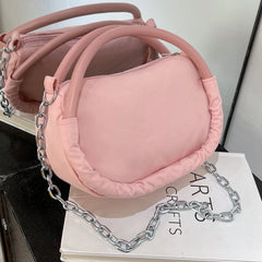 Pink Chain Shoulder Bag Oxford Cloth Girls Messenger Bag