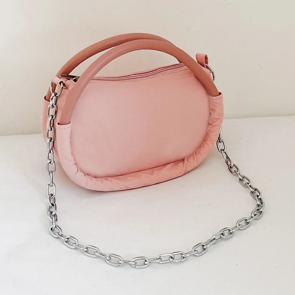 Pink Chain Shoulder Bag Oxford Cloth Girls Messenger Bag