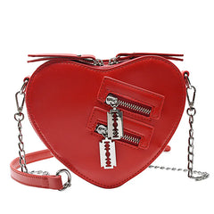 Heart Shape Shoulder Bag Women PU Leather Chain Crossbody Bag