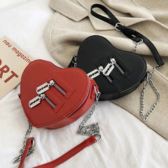 Heart Shape Shoulder Bag Women PU Leather Chain Crossbody Bag