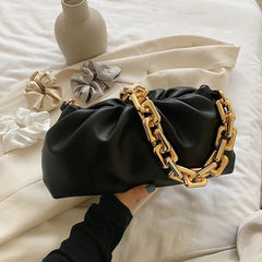 Women's Pleated Leather Shoulder Bag Crossbody Travel Tote Armpit Purse