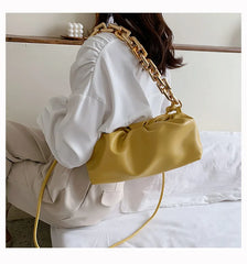 Women's Pleated Leather Shoulder Bag Crossbody Travel Tote Armpit Purse