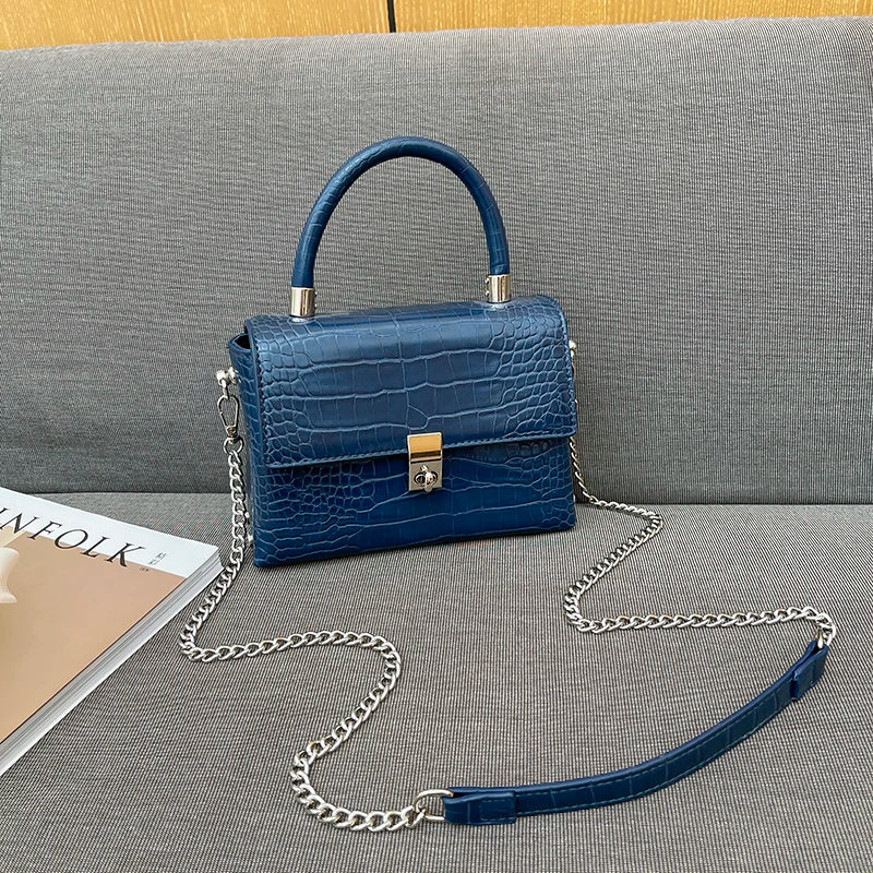 Chains Crossbody Bags for Women Faux Leather Clutch Shoulder Bag