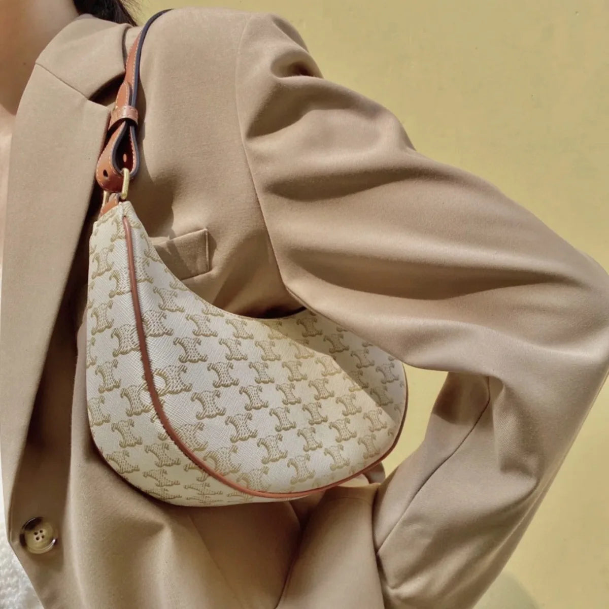 Women's PU Leather Shoulder Bags Crescent Bags Classic Vintage Handbags