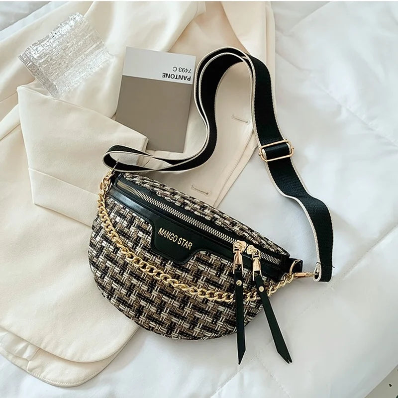 Women's Knitted Canvas Waist Bag