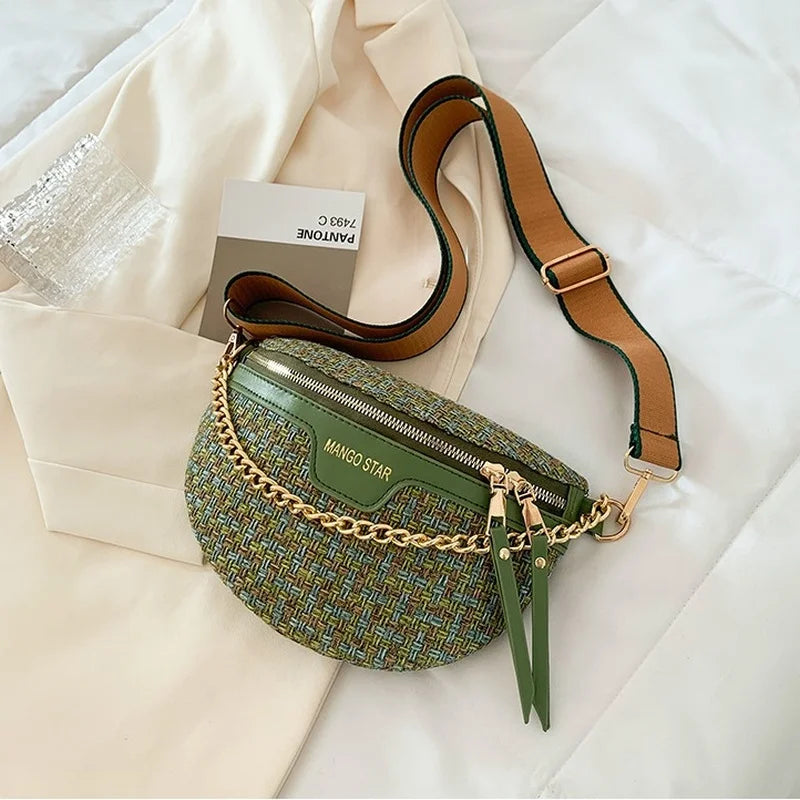 Women's Knitted Canvas Waist Bag