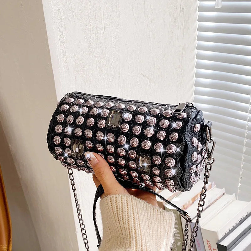 Rivet Chain Small Crossbody Evening Bags for Women Shoulder Bags