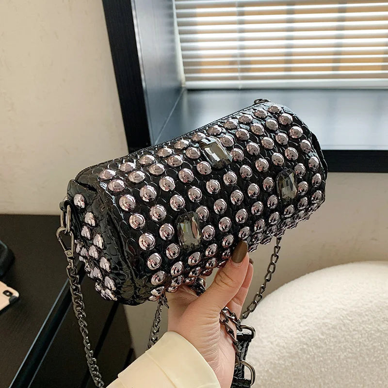 Rivet Chain Small Crossbody Evening Bags for Women Shoulder Bags