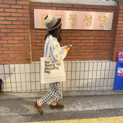 Printed Canvas Shopping Bag - Eco-Friendly Handbag