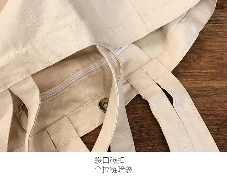 Printed Canvas Shopping Bag - Eco-Friendly Handbag