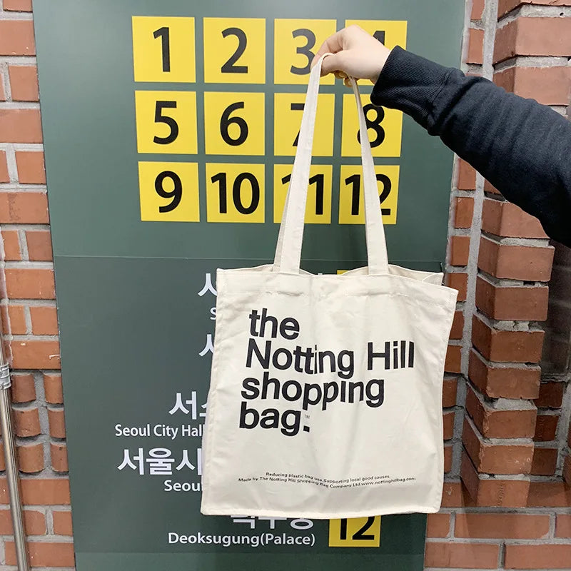 Printed Canvas Shopping Bag - Eco-Friendly Handbag