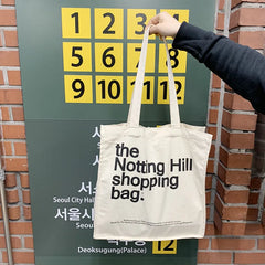 Printed Canvas Shopping Bag - Eco-Friendly Handbag