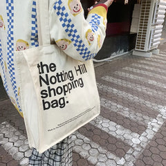 Printed Canvas Shopping Bag - Eco-Friendly Handbag