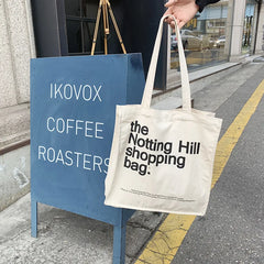 Printed Canvas Shopping Bag - Eco-Friendly Handbag