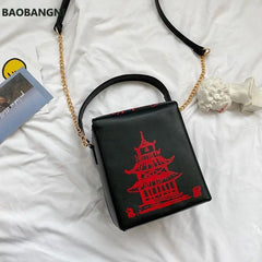Square Printed Shoulder Bag Large Capacity Women Purse