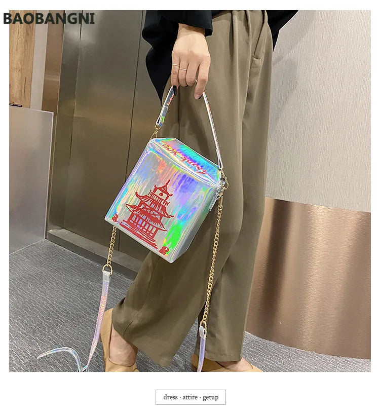 Square Printed Shoulder Bag Large Capacity Women Purse