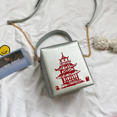 Square Printed Shoulder Bag Large Capacity Women Purse