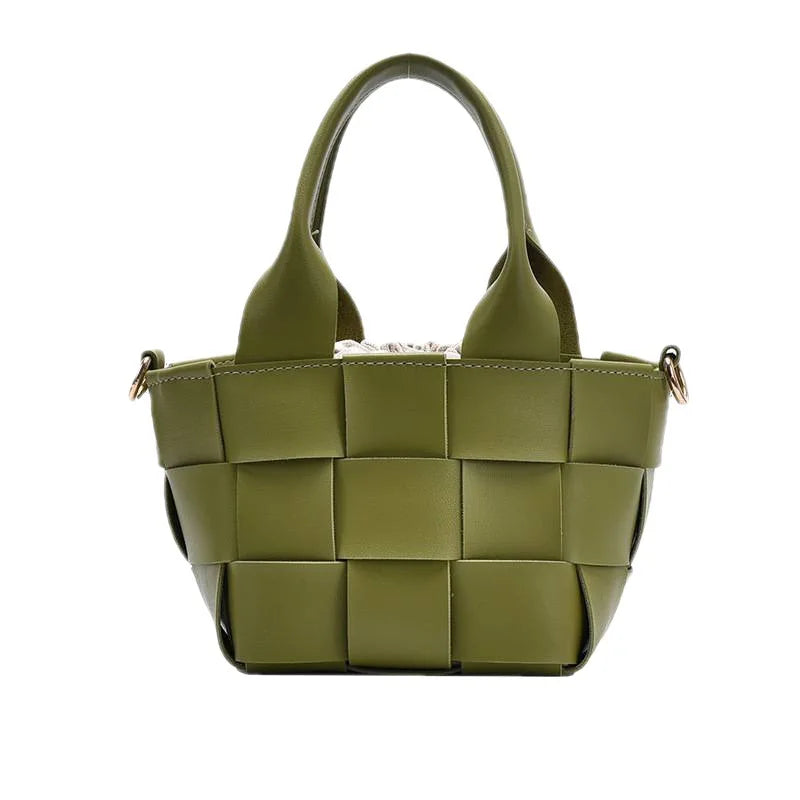 Texture Woven Bucket Shoulder Messenger Bag for Women