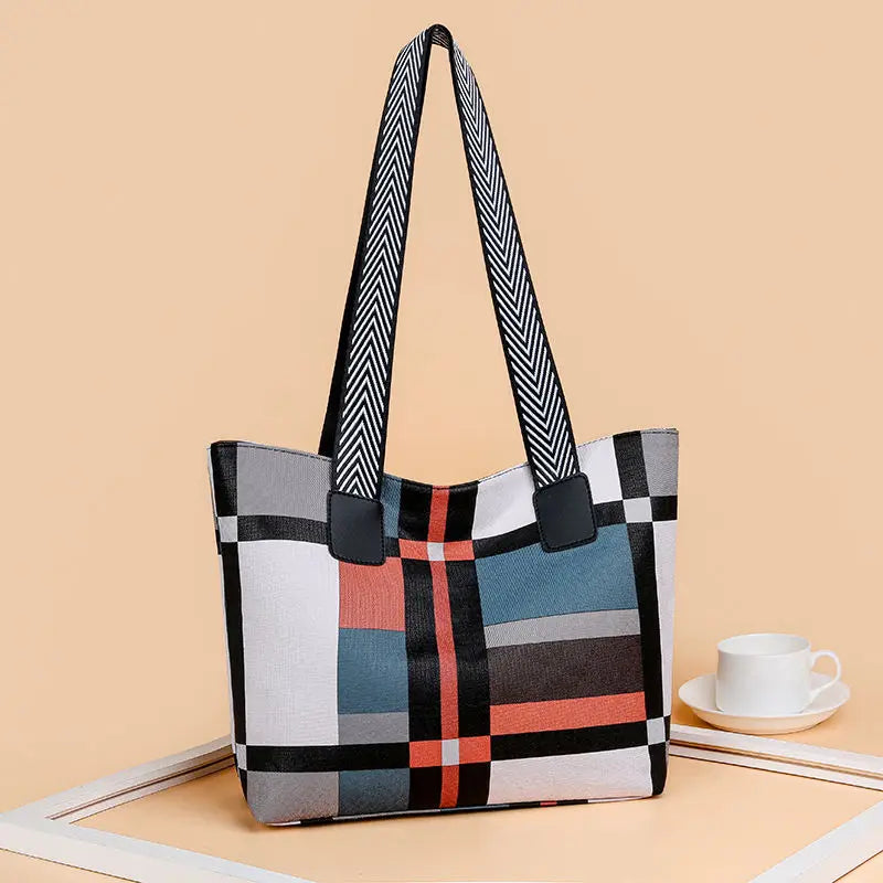 Women's Lattice Tote Bag Large Capacity European and American Shoulder Bags