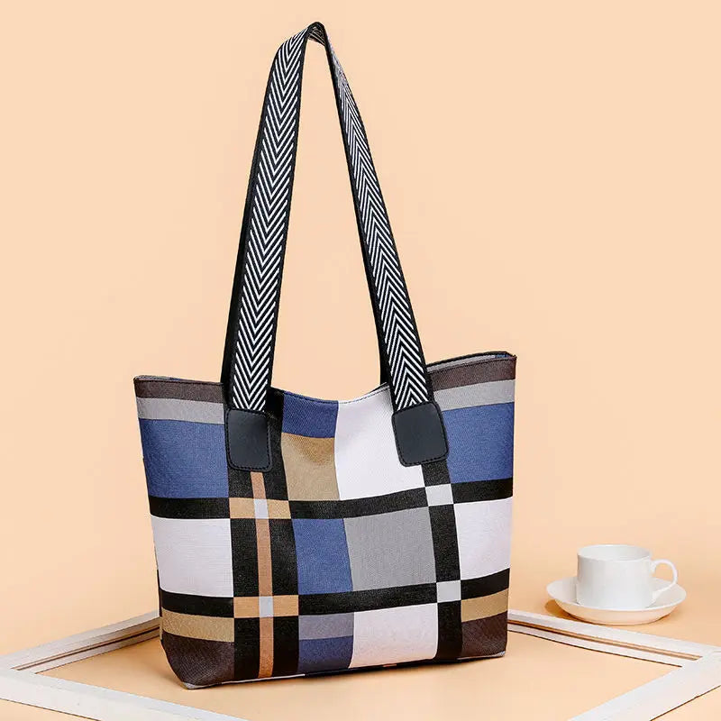 Women's Lattice Tote Bag Large Capacity European and American Shoulder Bags