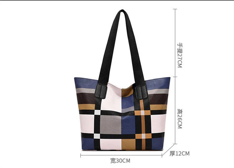 Women's Lattice Tote Bag Large Capacity European and American Shoulder Bags