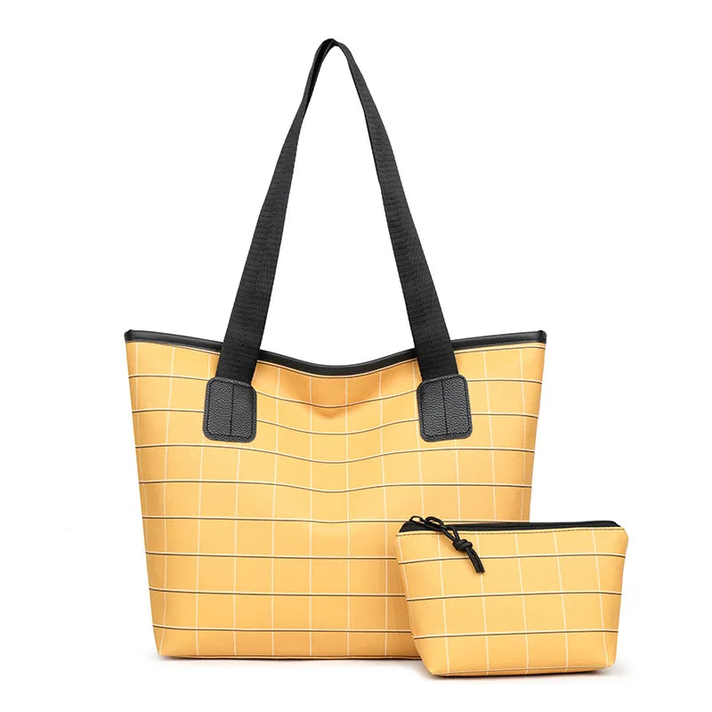 Women's European American Lattice Tote Bag Large Capacity Handbag