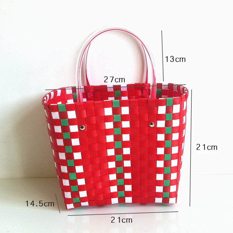 Women's Woven Tote Handbag Plastic Summer Beach Bag