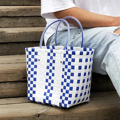 Women's Woven Tote Handbag Plastic Summer Beach Bag