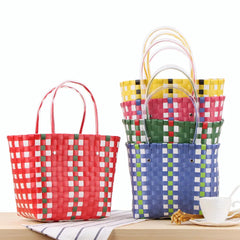 Women's Woven Tote Handbag Plastic Summer Beach Bag