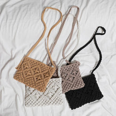 Women's Crossbody Straw Handbag Beach Shoulder Tassel Zipper Purse Bohemian