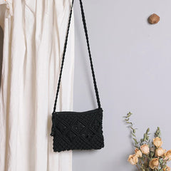 Women's Crossbody Straw Handbag Beach Shoulder Tassel Zipper Purse Bohemian
