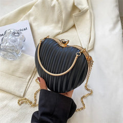 Heart Shaped Crossbody Bag Metal Handle Chain Messenger Bag