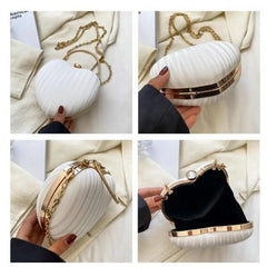 Heart Shaped Crossbody Bag Metal Handle Chain Messenger Bag