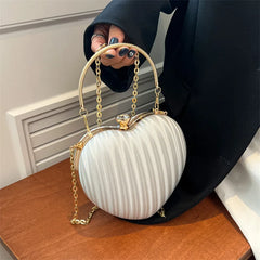Heart Shaped Crossbody Bag Metal Handle Chain Messenger Bag