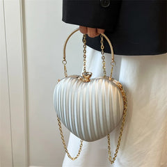 Heart Shaped Crossbody Bag Metal Handle Chain Messenger Bag