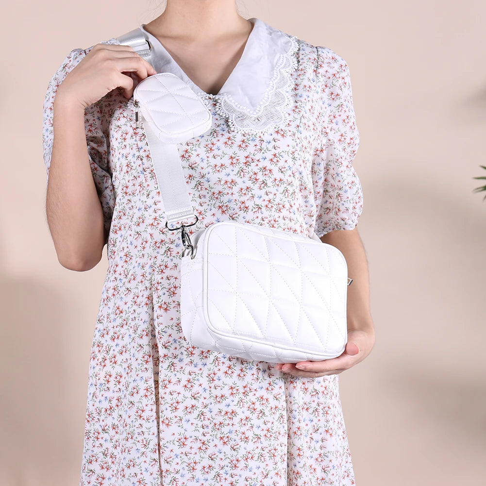 High Leather Square Tote Bag Diamond Pattern Handbag Shoulder Large Capacity
