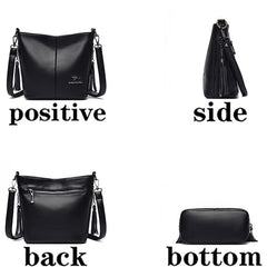 Women's PU Leather Tassel Shoulder Bag Large Bucket Capacity