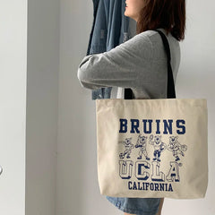 Women's Large Capacity Canvas Shoulder Bag - School Girl Handbag