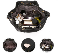 Women's Canvas Shoulder Bag with Pocket, Nylon Bucket Bag
