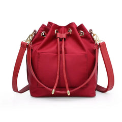 Women's Canvas Shoulder Bag with Pocket, Nylon Bucket Bag