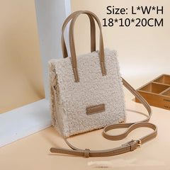 Women's Lambswool Crossbody Bag Plush Tote Small Handbag for Casual Wear