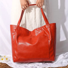 Large Leather Shoulder Bag with Pocket Big Capacity Tote Handbag
