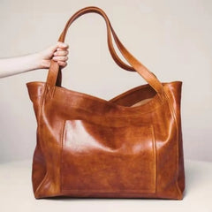 Large Leather Shoulder Bag with Pocket Big Capacity Tote Handbag